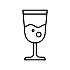 Elegant line art of a sparkling wine glass with bubble detail