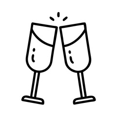 Iconic Celebration Toast with Sparkling Wine Glasses in Minimalist Style