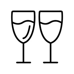Two elegantly outlined wine glasses holding liquid, ready for a celebration or toast