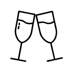Minimalistic Toasting Champagne Glasses Illustration, Symbolizing Celebration and Special Occasions