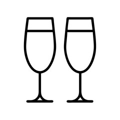 Two elegant outline wine glasses represent celebration and togetherness in minimalist style