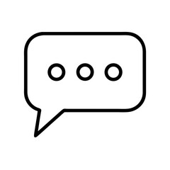 Simple Black and White Icon of a Speech Bubble with Three Dots