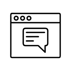 Interface displaying a speech bubble, indicating communication or messaging within a website