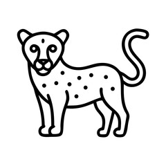 Stylized Linear Illustration of a Spotted Wildcat Standing with its Tail Upright