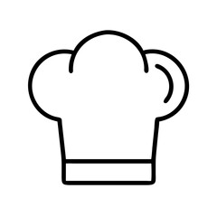 Simple black and white chef hat line drawing for food themes