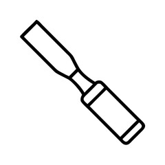 Minimalist line art depiction of a chisel, a hand woodworking tool