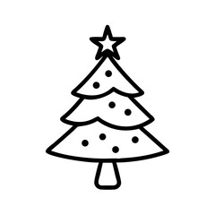 Simple outline of a Christmas tree with star on top of tree