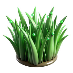 Vibrant green grass blades adorned with dew drops on a dark background
