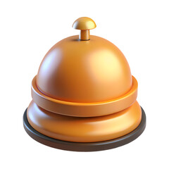 A golden service bell is isolated on transparent background