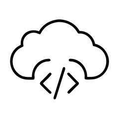 Cloud with code symbol representing cloud computing development and deployment processes