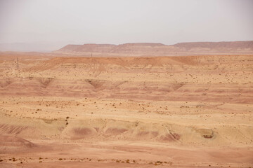 Landscape of desert around the  Kasbah of Ait-Ben-Haddou in Morocco