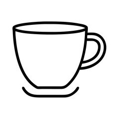 Simple black and white line art illustration of a coffee cup silhouette