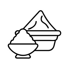 Two overflowing containers with soft solid or granular substance, line drawing