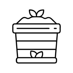 Minimalist illustration of a growing plant in a layered flower pot