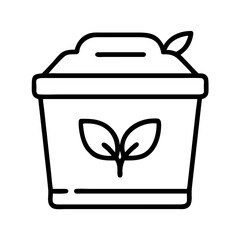 Line art of a potted plant showing growth and cultivation process