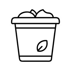 Outline icon of a growing plant in a pot for gardening projects