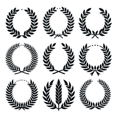 Elegant Laurel Wreaths Vector Set for Awards and Design Elements

