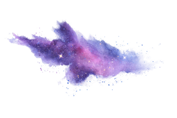 PNG Purple and blue starry watercolor nebula on black background