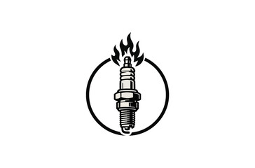 Spark plug icon logo vector template design , park plug for motorbike or car spare parts