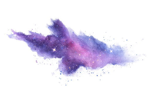 PNG Purple and blue starry watercolor nebula on black background