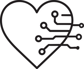 Abstract Heart with Circuit Board Lines A Symbol of Technology Love and Artificial Intelligence Concept Black