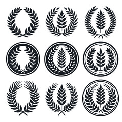 Laurel Wreaths Vector Set – Classic Award and Victory Symbols Collection

