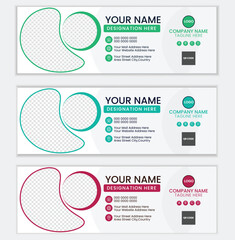 Modern Rounded Email Signature Template | Corporate Contact Banner | Editable EPS Format for Business Branding