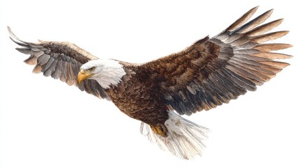 Obraz premium Ãguia Americana em vÃ´o, ilustraÃ§Ã£o em aquarela realista