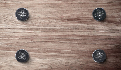 Wooden Board with Screws and Empty Center for Design Mockups or Graphic Templates