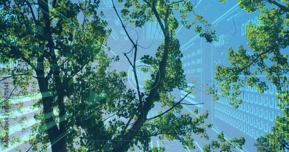 Poster technology scanning tree branches for environmental data and generating holographic network overlay