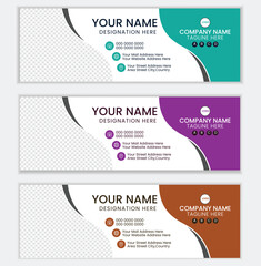 Modern Corporate Email Signature Template | Editable EPS Format | Professional Contact Banner Design