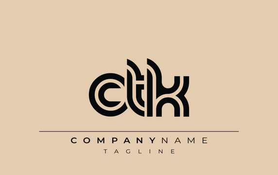 CTK Creative Unique Modern Letter Logo Design. Stylized logo featuring a unique letter design, presenting abstract minimalist aesthetics and modern appeal.
