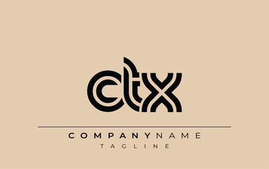 CTX Creative Unique Modern Letter Logo Design. Stylized logo featuring a unique letter design, presenting abstract minimalist aesthetics and modern appeal.