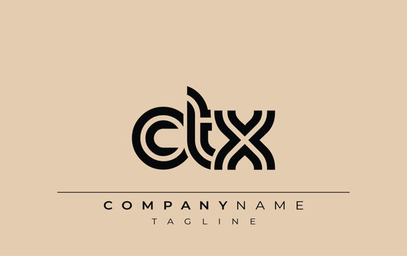 CTX Creative Unique Modern Letter Logo Design. Stylized logo featuring a unique letter design, presenting abstract minimalist aesthetics and modern appeal.