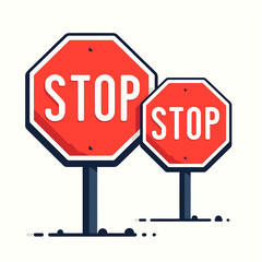 Vector Stop Road Sign Icon in Flat Design Style

