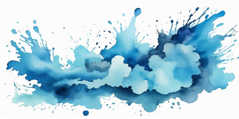 Blue ink and watercolor splashes create a vibrant grunge texture, perfect for art and design illustrations