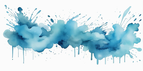 Fototapeta premium Blue ink and watercolor paint splashes creating a grunge art design texture