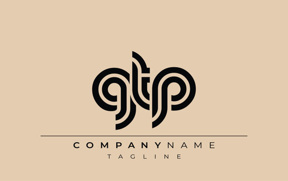 GTP Creative Unique Modern Letter Logo Design. Stylized logo featuring a unique letter design, presenting abstract minimalist aesthetics and modern appeal.