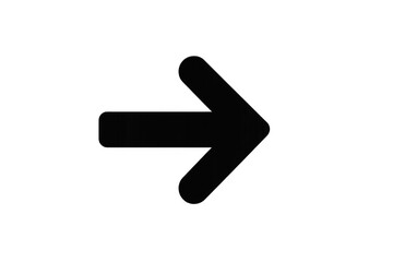 Black arrow pointing right on transparent background, signaling directional movement with clean, minimalist design