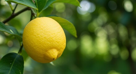 Ripe lemon on a tree branch
