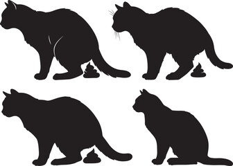 Pooping cat silhouette vector illustration