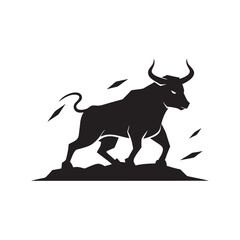 Bull Stomping Hard Ground With Hooves Silhouette