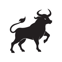 Powerful Bull Striking Backward Kick Silhouette