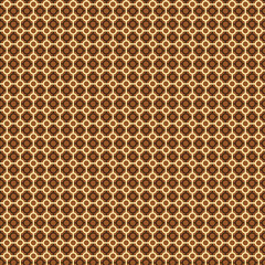 Geometric pattern exhibits a rich brown and cream color scheme, creating a seamless, retro style texture for textile and graphic design.