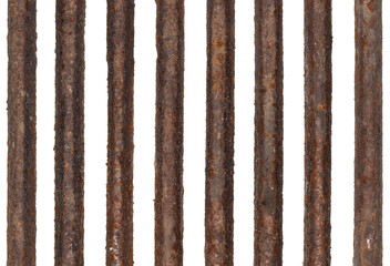 rusty prison grate isolated on white background