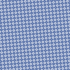 Abstract repeat pattern with intersecting lines and circles in varied shades of blue creates a visual texture.