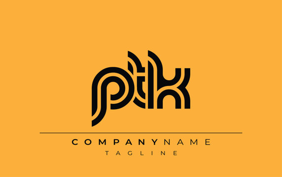PTK Creative Unique Modern Letter Logo Design. Stylized logo featuring a unique letter design, presenting abstract minimalist aesthetics and modern appeal.