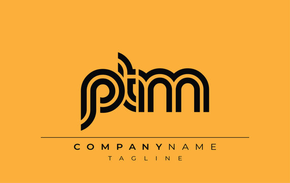 PTM Creative Unique Modern Letter Logo Design. Stylized logo featuring a unique letter design, presenting abstract minimalist aesthetics and modern appeal.