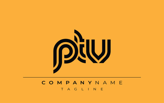 PTV Creative Unique Modern Letter Logo Design. Stylized logo featuring a unique letter design, presenting abstract minimalist aesthetics and modern appeal.