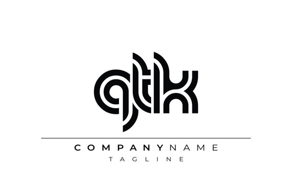 QTK Creative Unique Modern Letter Logo Design. Stylized logo featuring a unique letter design, presenting abstract minimalist aesthetics and modern appeal.